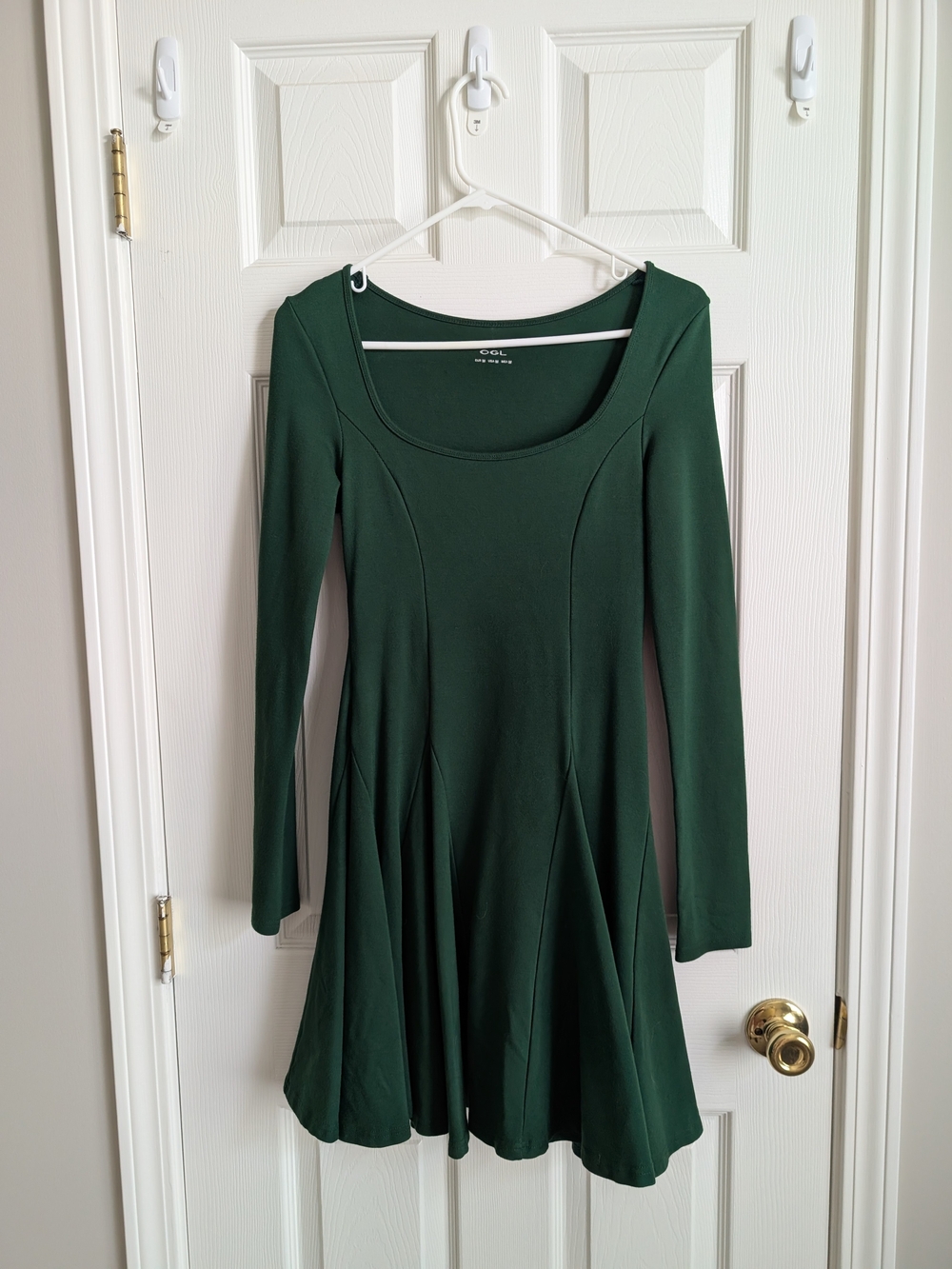 Square Neck Ruffle Flounce Long Sleeve Dress